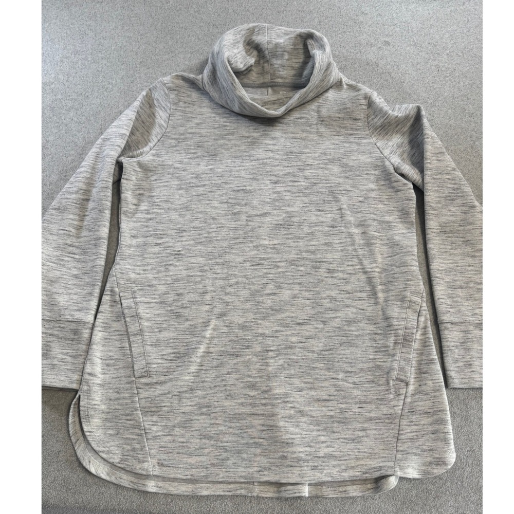 Duluth Trading Co Cowl Neck Tunic Women Gray Excellent Heathered Pocket Pullover